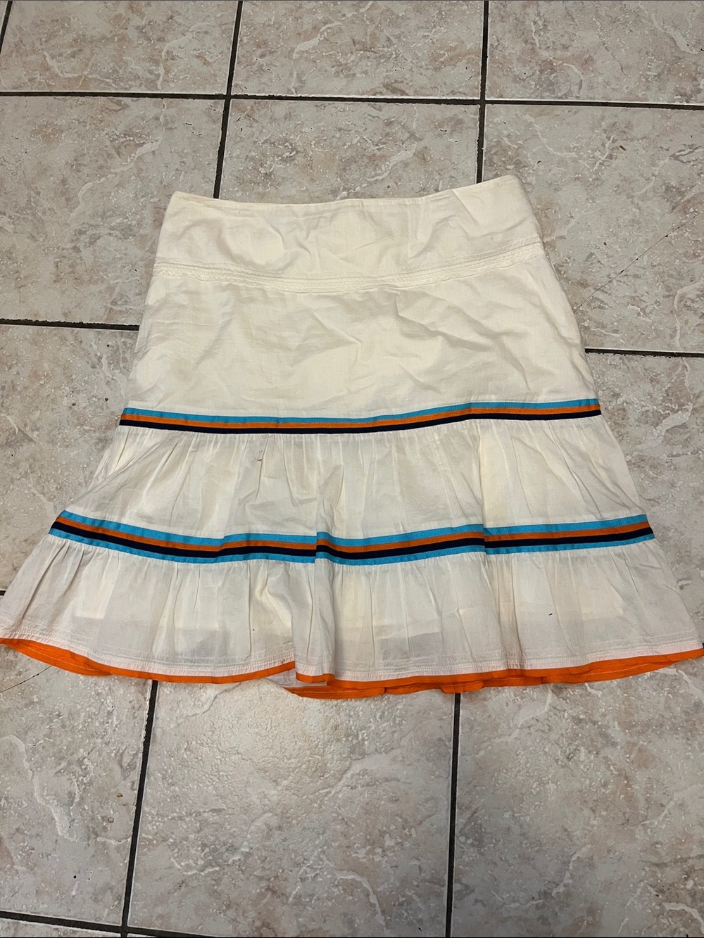 American Eagle VINTAGE Tiered Skirt with Blue and Orange Trim 6